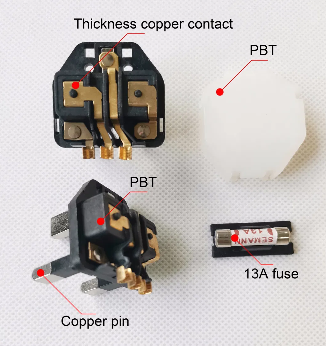 UK 3 Pin Plug Insert BS Plug UK Assembled 13A Plug Insert with Fuse